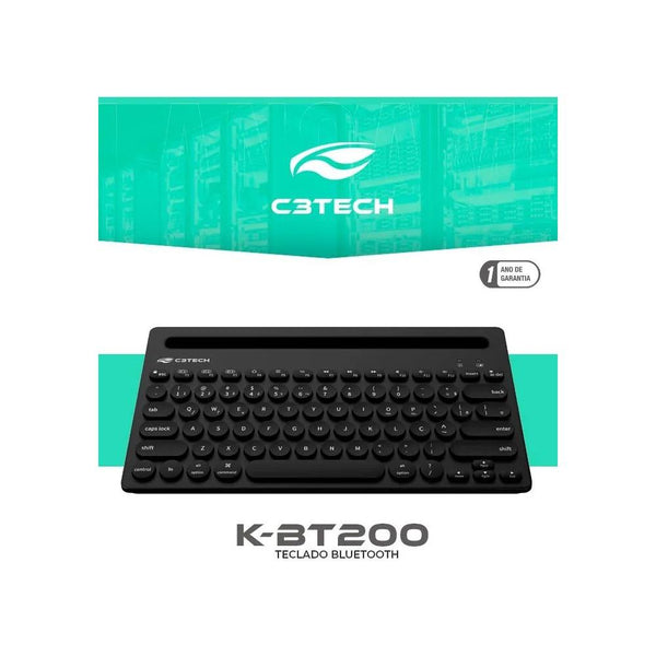 Teclado Bluetooth Sem Fio C3Tech K-BT200BK Preto