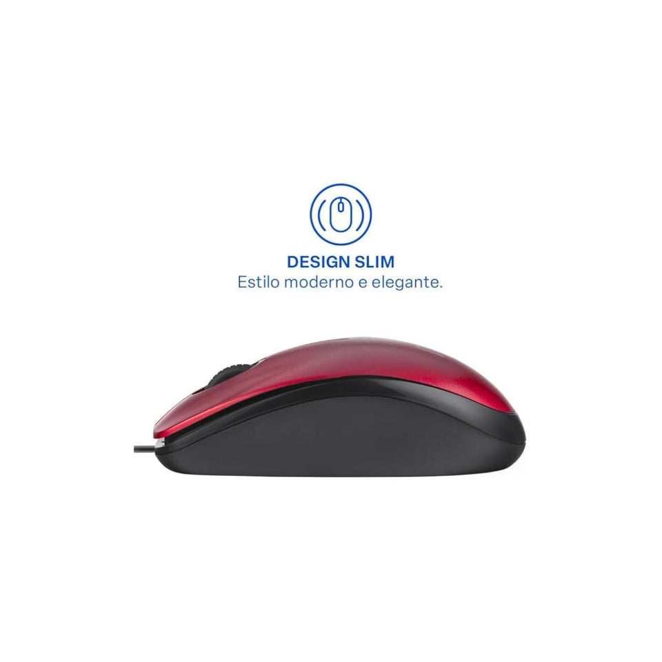 Mouse C Fio Mf400 Mo390 Multilaser Vermelho