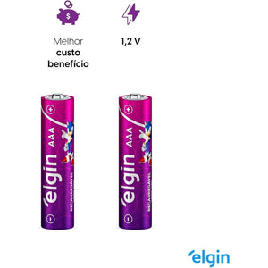 Pilha Recarregável AAA Elgin 1000mAh c/ 2 Unidades
