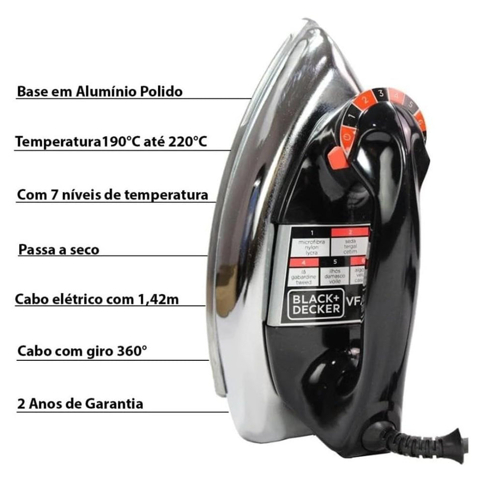 Ferro de Passar a Seco Black+Decker VFA1110XM6 220V
