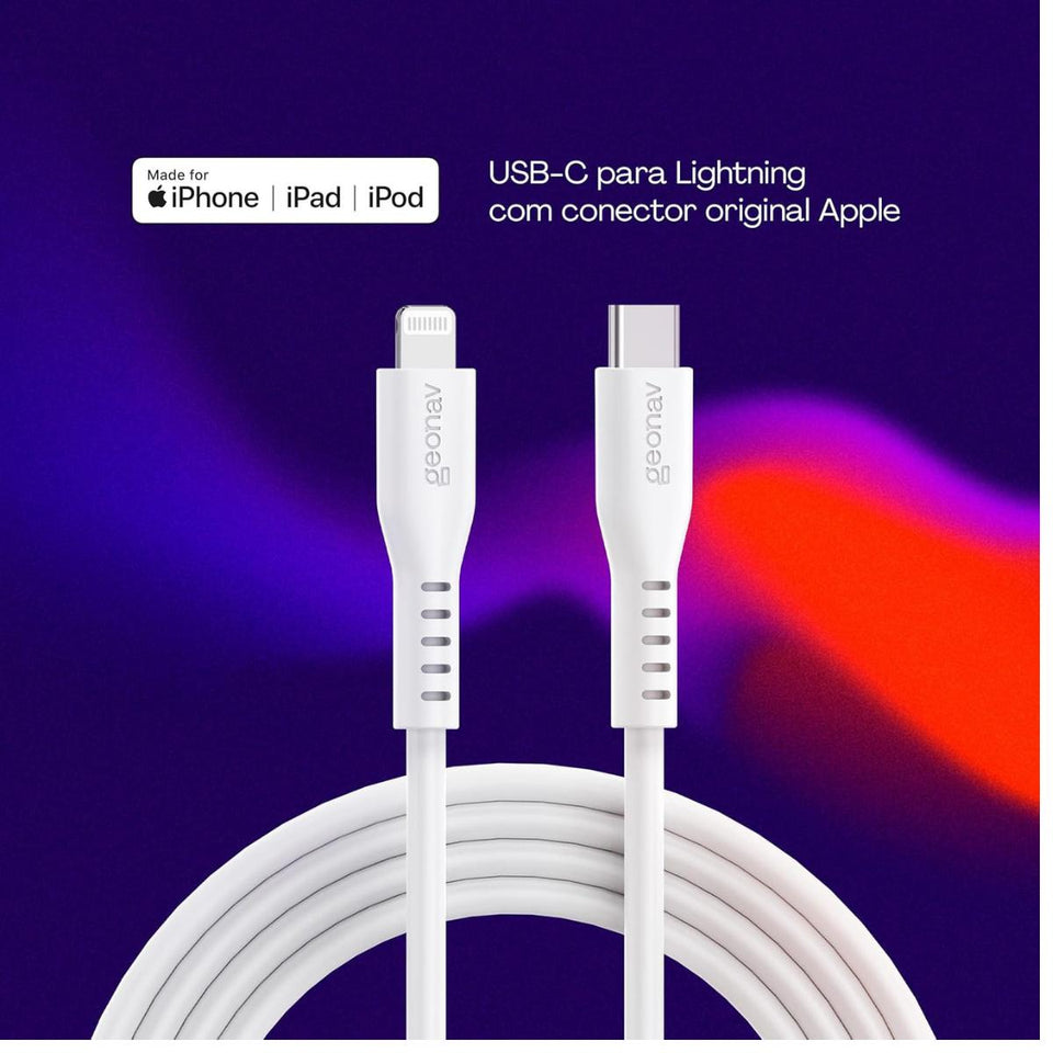 Cabo Usb-C P/Lightning Branco Silicone 1,5M Eslicswt Geonav