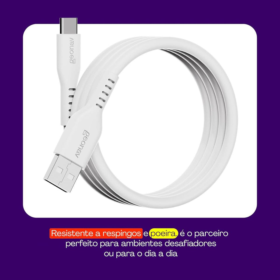 Cabo Usb-A Para Usb-C Branco Silicone 1,5M Esc05Swt Geonav