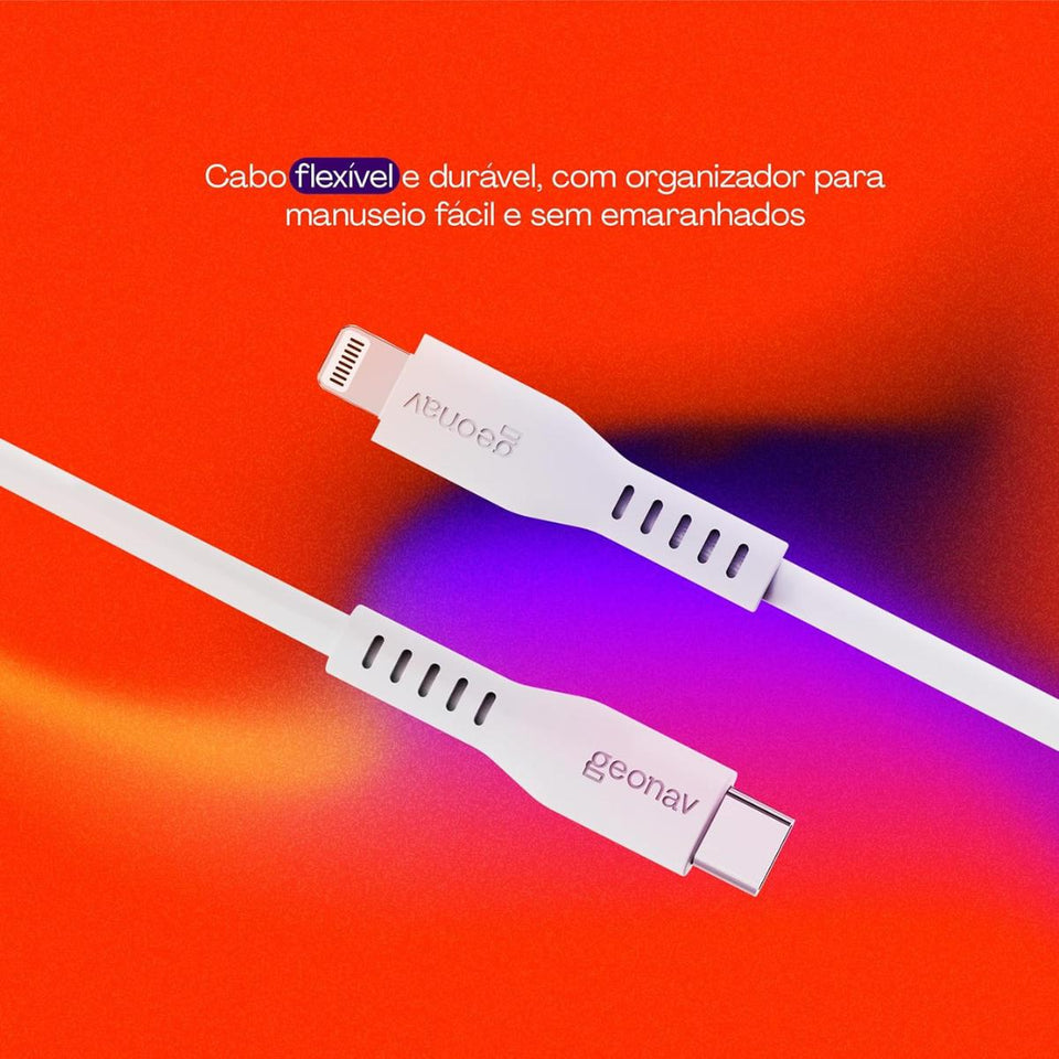 Cabo Usb-C P/Lightning Branco Silicone 1,5M Eslicswt Geonav