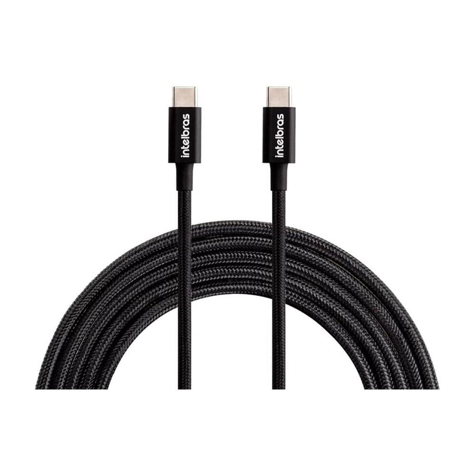 Cabo USB-C para USB-C Intelbras 1.5m Nylon Preto