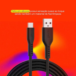 Cabo Usb-A Para Usb-C Preto Silicone 1,5M Esc05Sbk Geonav
