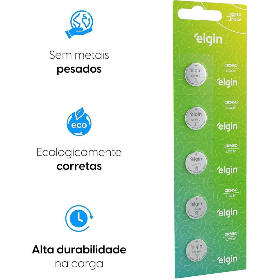 Bateria de Lítio CR2450 Cartela com 5 Unidades