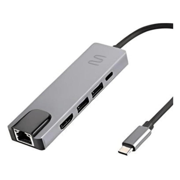 Hub USB-C Multilaser c/ Rede RJ45 AC447