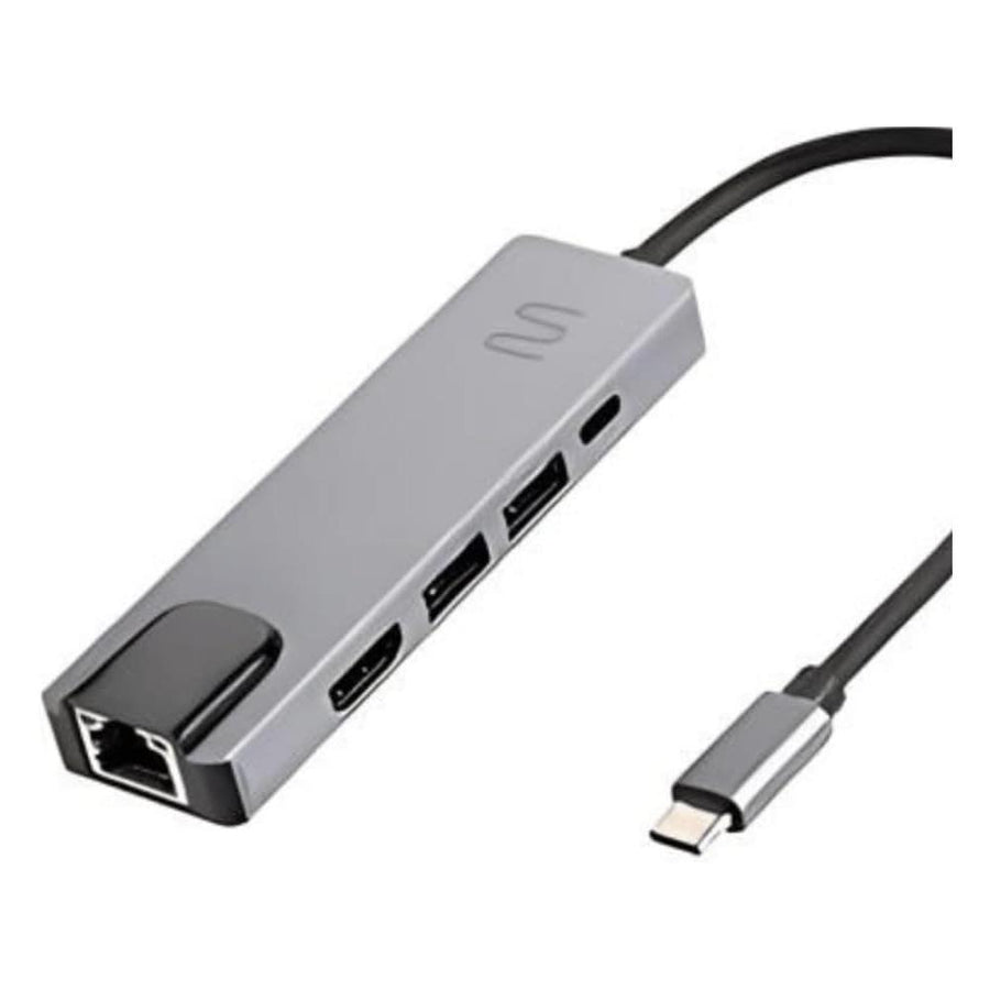 Hub USB-C Multilaser c/ Rede RJ45 AC447
