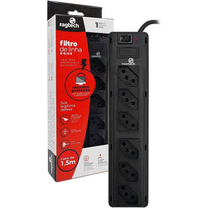 Filtro de Linha Ragtech 6 Tomadas 1.5m Preto
