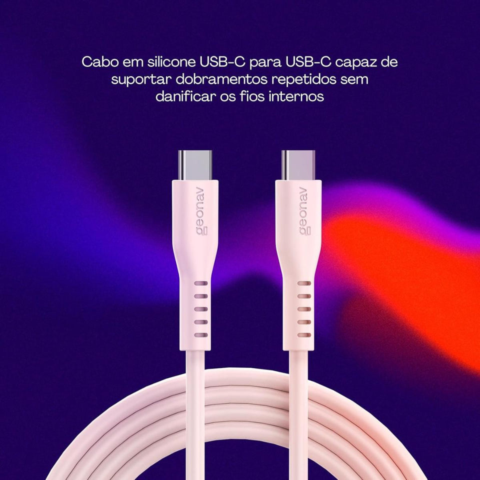 Cabo Silicone Usb-C Para Usb-C 2.0 1,5M Esc06Spk Rosa Geonav