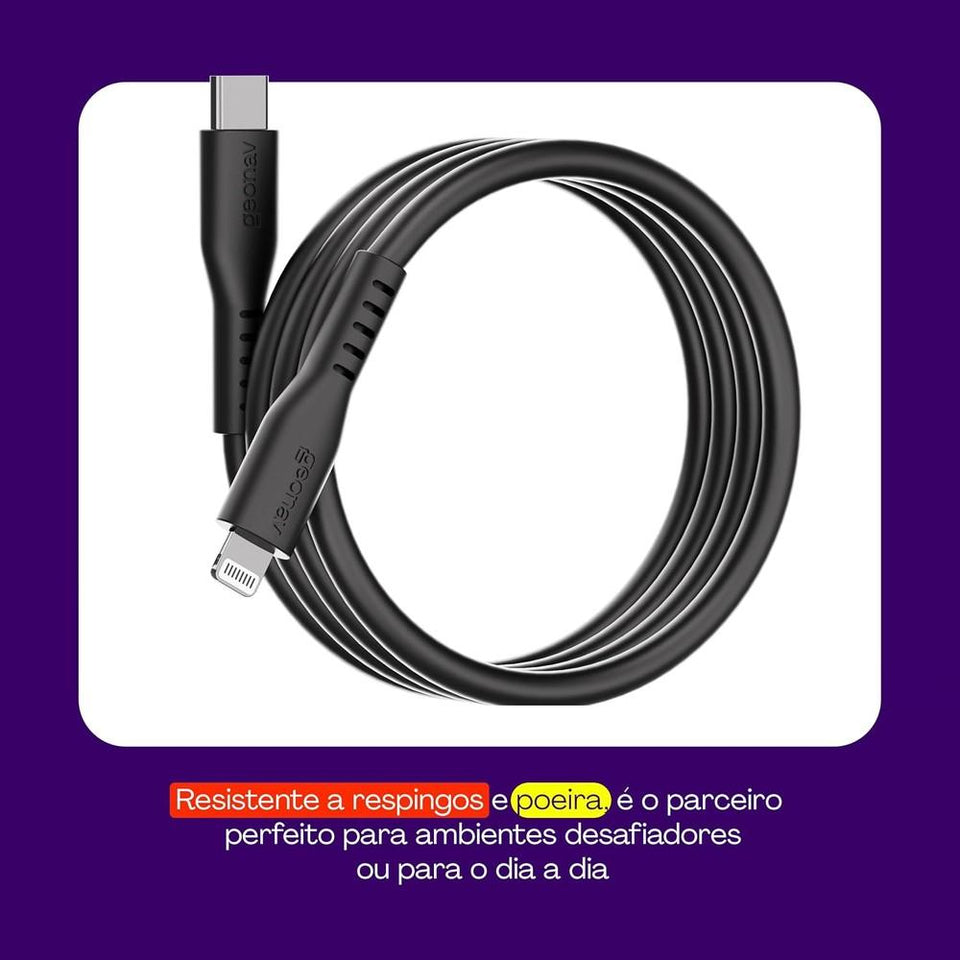 Cabo Usbc Para Lightning Preto Silicone 1,5M Eslicsbk Geonav