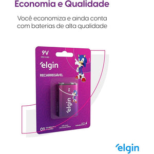 Bateria Recarregável 9V Elgin 250mAh