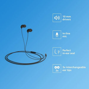 Fone de Ouvido Intra-auricular Philips TAE1126BK Preto