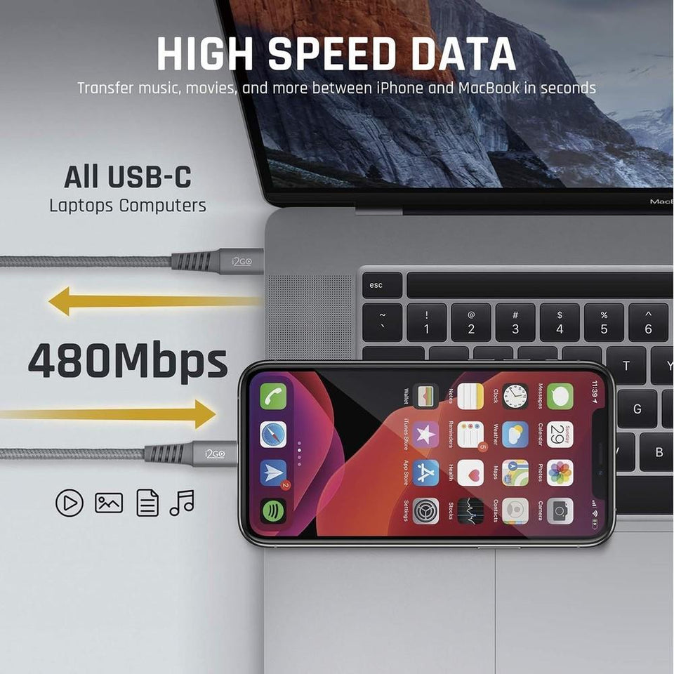 Cabo USB-C para Lightning 2 Metros i2GO