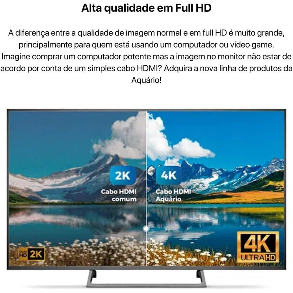 Cabo HDMI 2.0 4K 2 Metros Aquário
