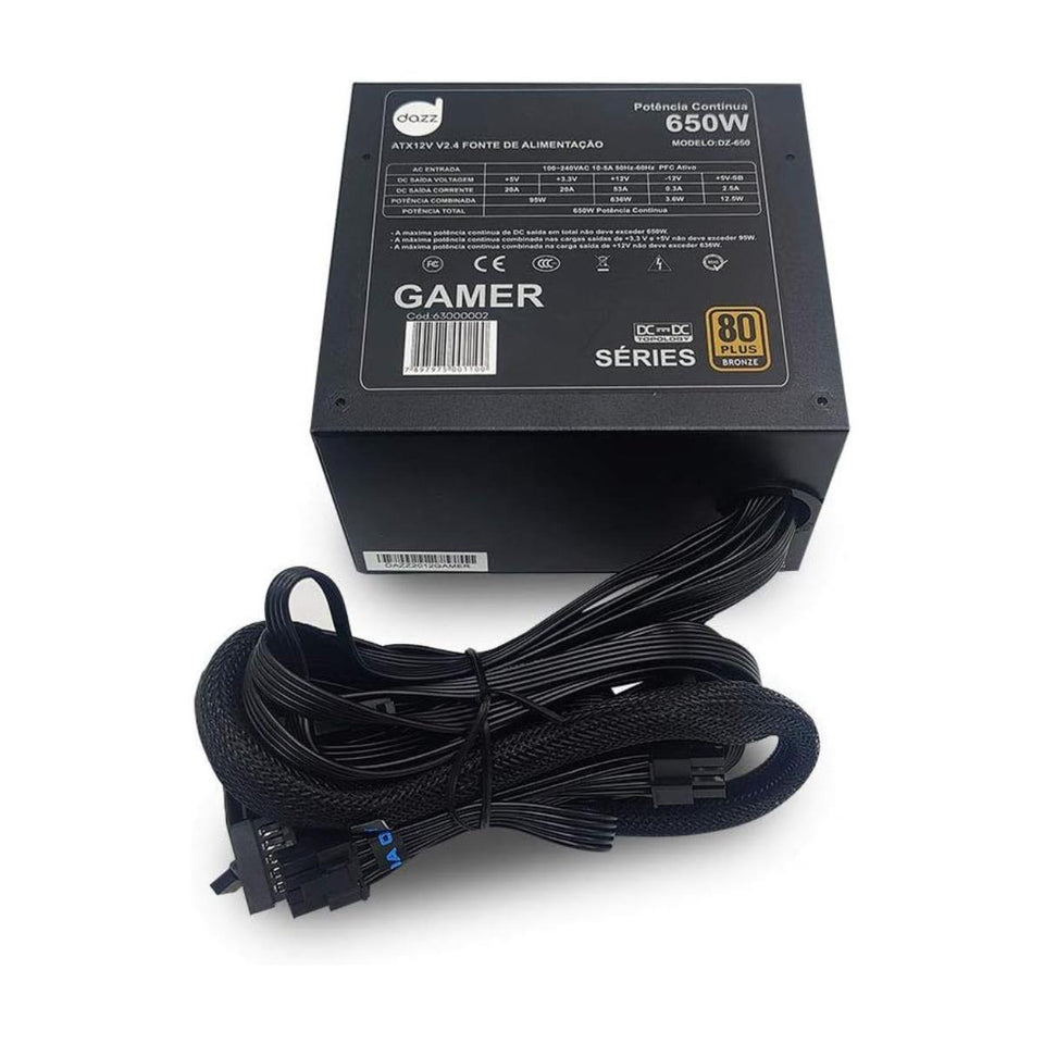 Fonte Atx Rop 650W Dazz Real 80 Plus Bronze Pfc Ativo