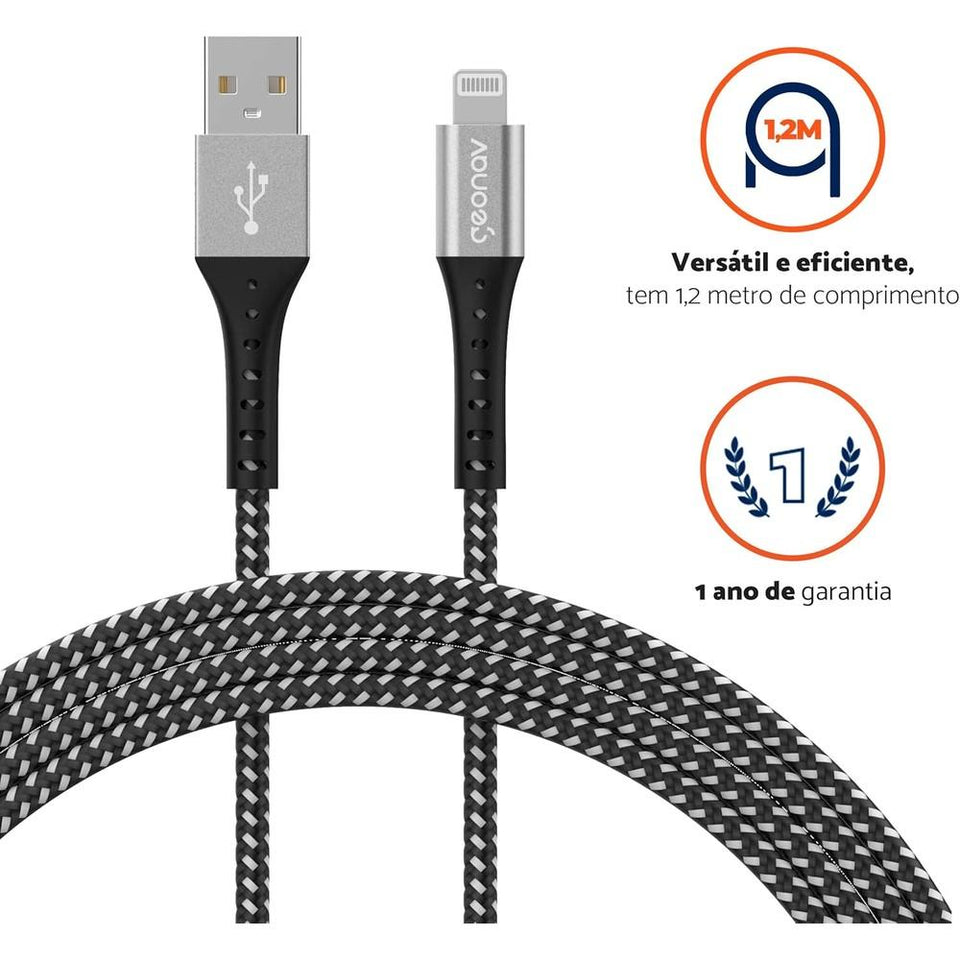 Cabo Usb-A Para Lightning Geonav 1,2M Geonav