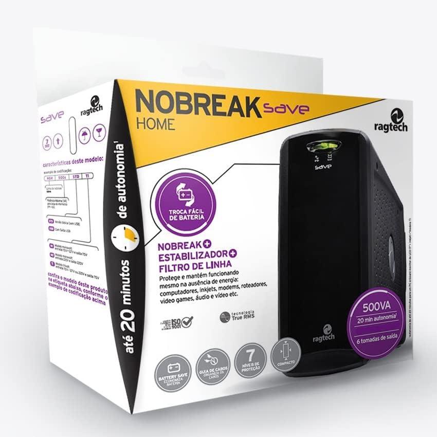 Nobreak Home 500 Std-Ti Black 60Hz Entrada 11 Ragtech 4118