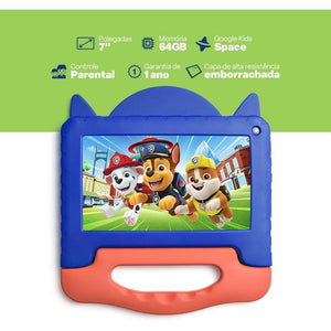 Tablet Infantil Multilaser Patrulha Canina 7” - 64GB, 4GB RAM - NB421 Azul