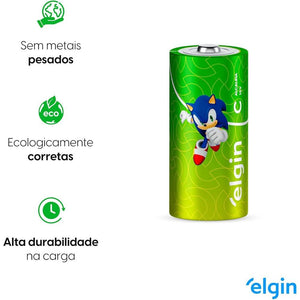 Pilha Alcalina C Média Elgin Blister c/ 2 Unidades