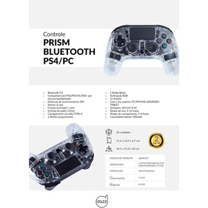 Controle Prism Bluetooth Ps4/Pc Transparante Dazz