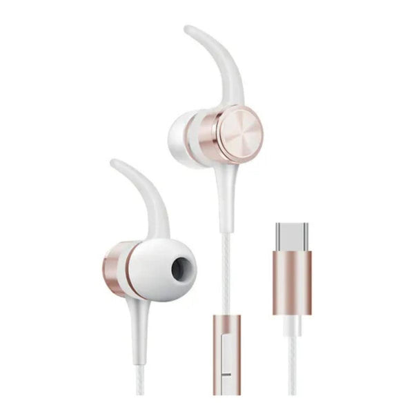 Fone De Ouvido Com Fio Conexao Usb-C Rosa Gold Geonav