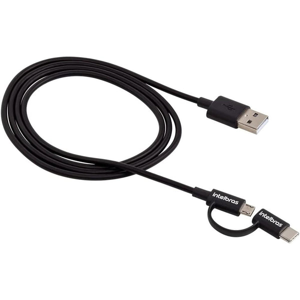 Cabo 2 em 1 Micro USB e USB-C Intelbras 1.2m Preto
