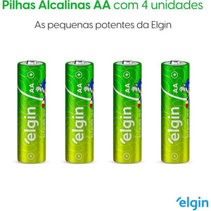 Pilha Alcalina AA Elgin Blister c/ 4 Unidades