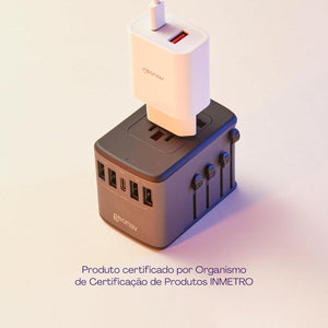 Carregador Adaptador Universal De Viagem 4 Geonav Tlch65Bk