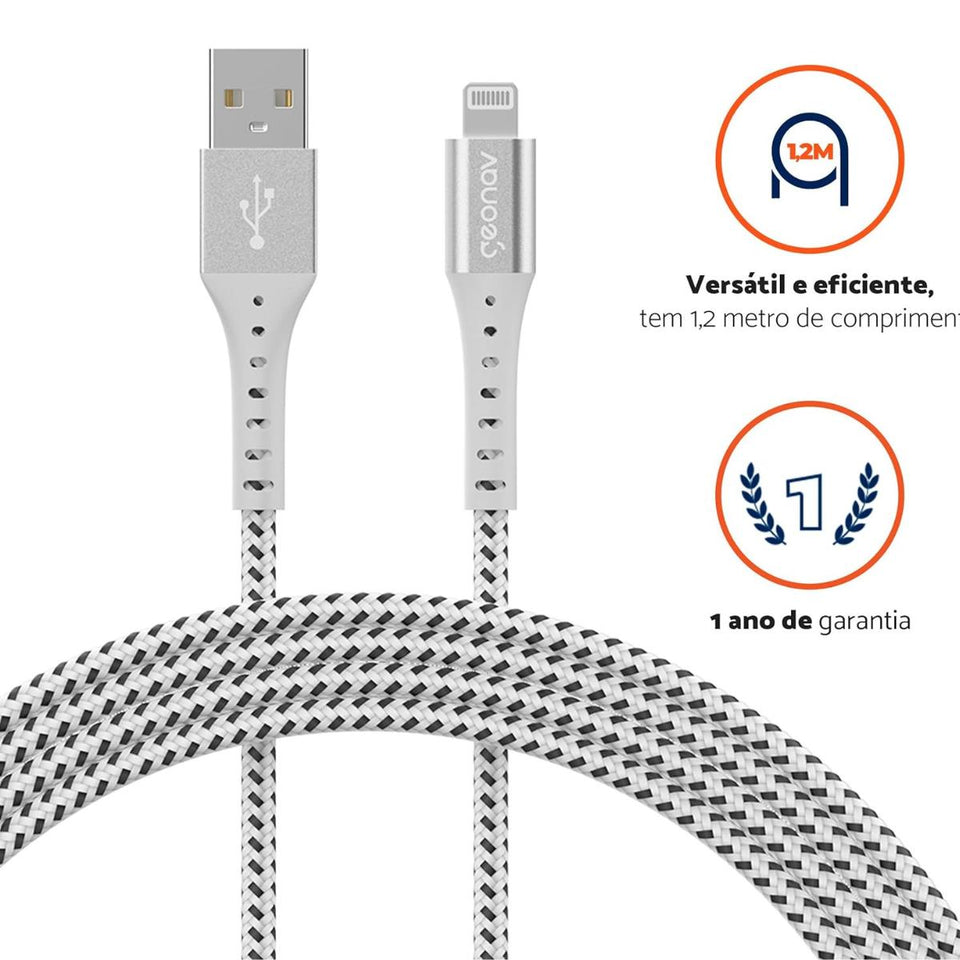 Cabo Lightning Em Nylon Trancado Geonav 1,2M Esliwt