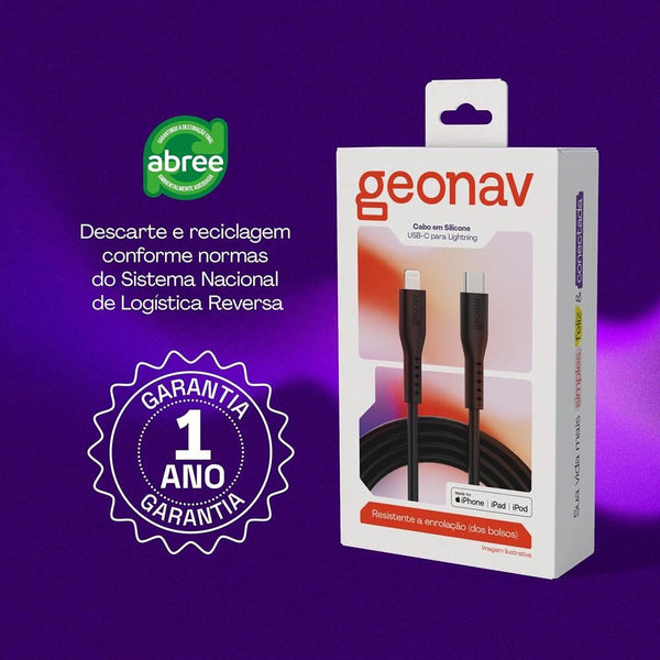 Cabo Usbc Para Lightning Preto Silicone 1,5M Eslicsbk Geonav