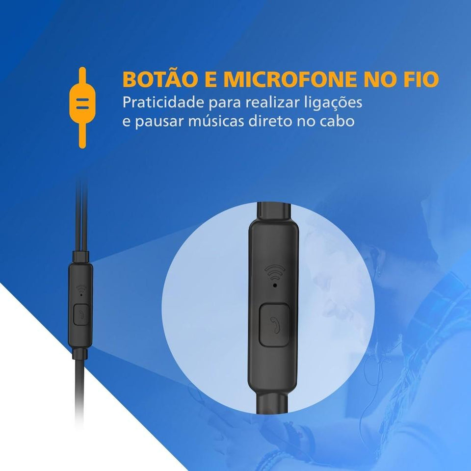 Fone de Ouvido Philips com Microfone TAUE101BK Preto