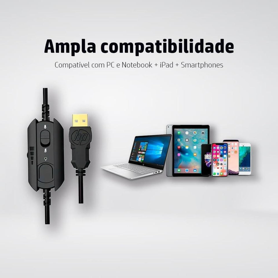 Fone C/Microfone Game 7.1 Usb H220Gs Hp Preto