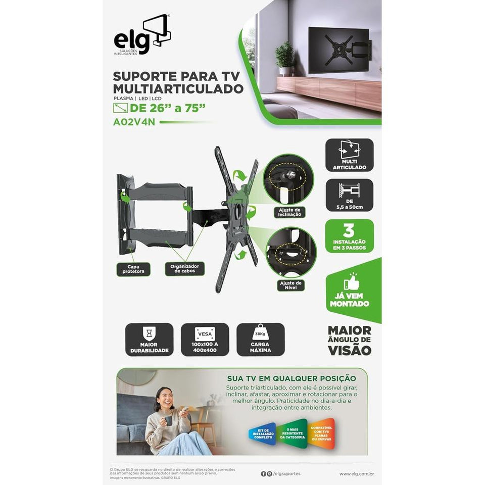 Suporte Articulado Elg A02V4N Vesa 400