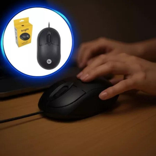 Mouse Com Fio Usb Optico Ps2 Preto Bright