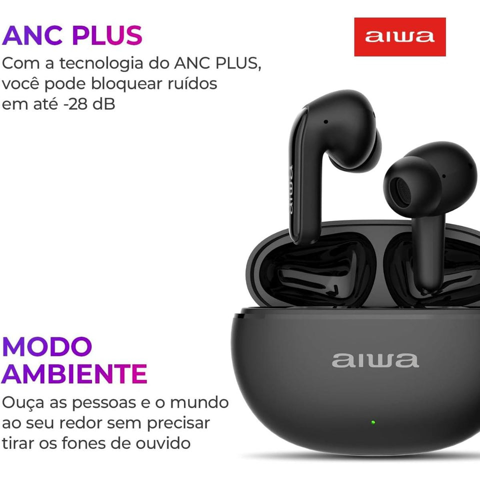 Fone de Ouvido Bluetooth Aiwa Earbud AWS-EB-01-B Preto