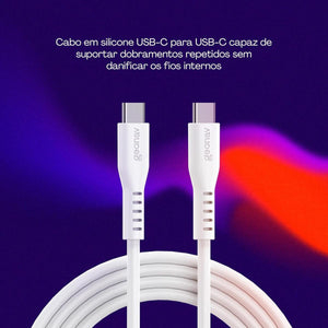 Cabo Usb-C Para Usb-C Branco Silicone 1,5M Esc06Swt Geonav