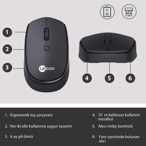 Mouse S/Fio Ws202 1200 Dpi Preto Lecoo