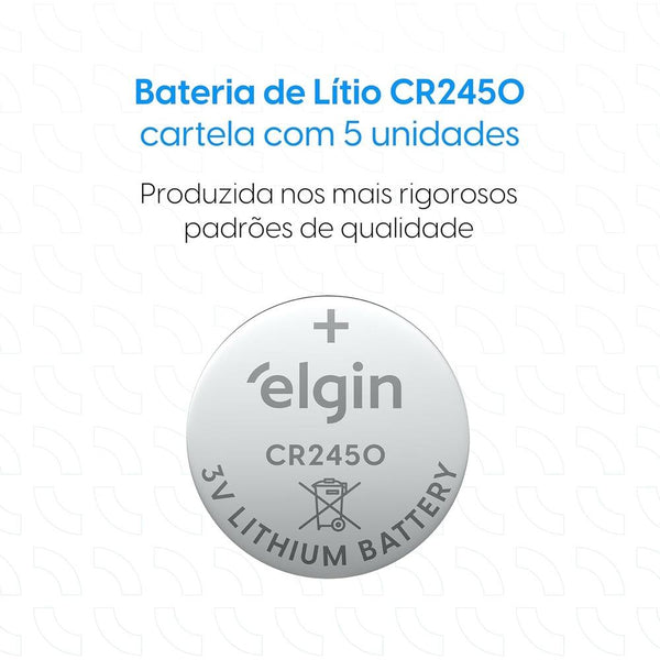 Bateria de Lítio CR2450 Cartela com 5 Unidades