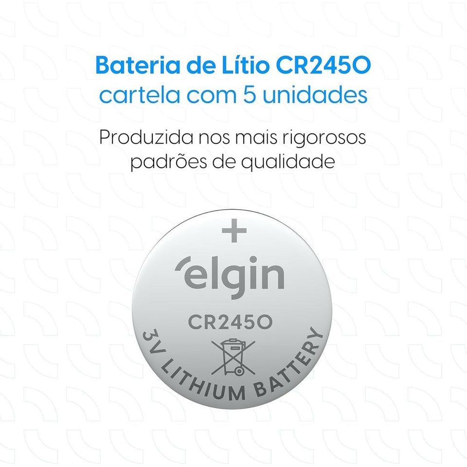Bateria de Lítio CR2450 Cartela com 5 Unidades