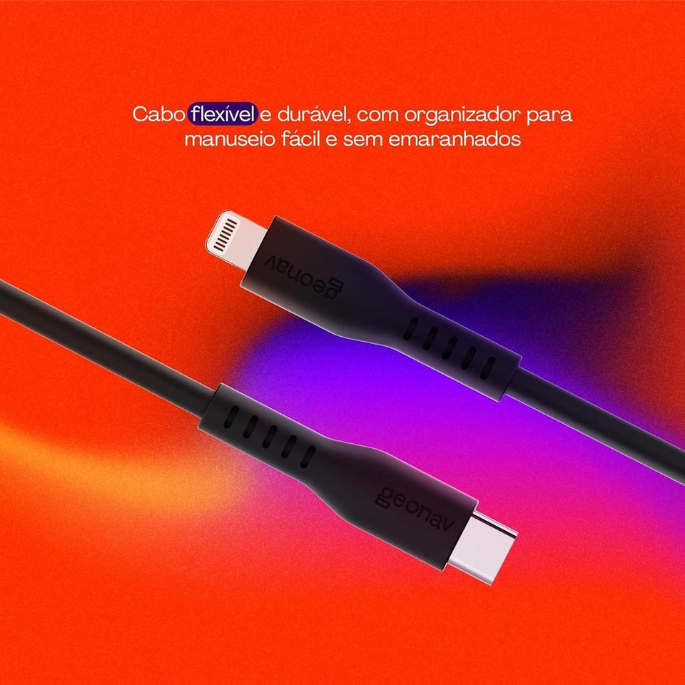 Cabo Usbc Para Lightning Preto Silicone 1,5M Eslicsbk Geonav