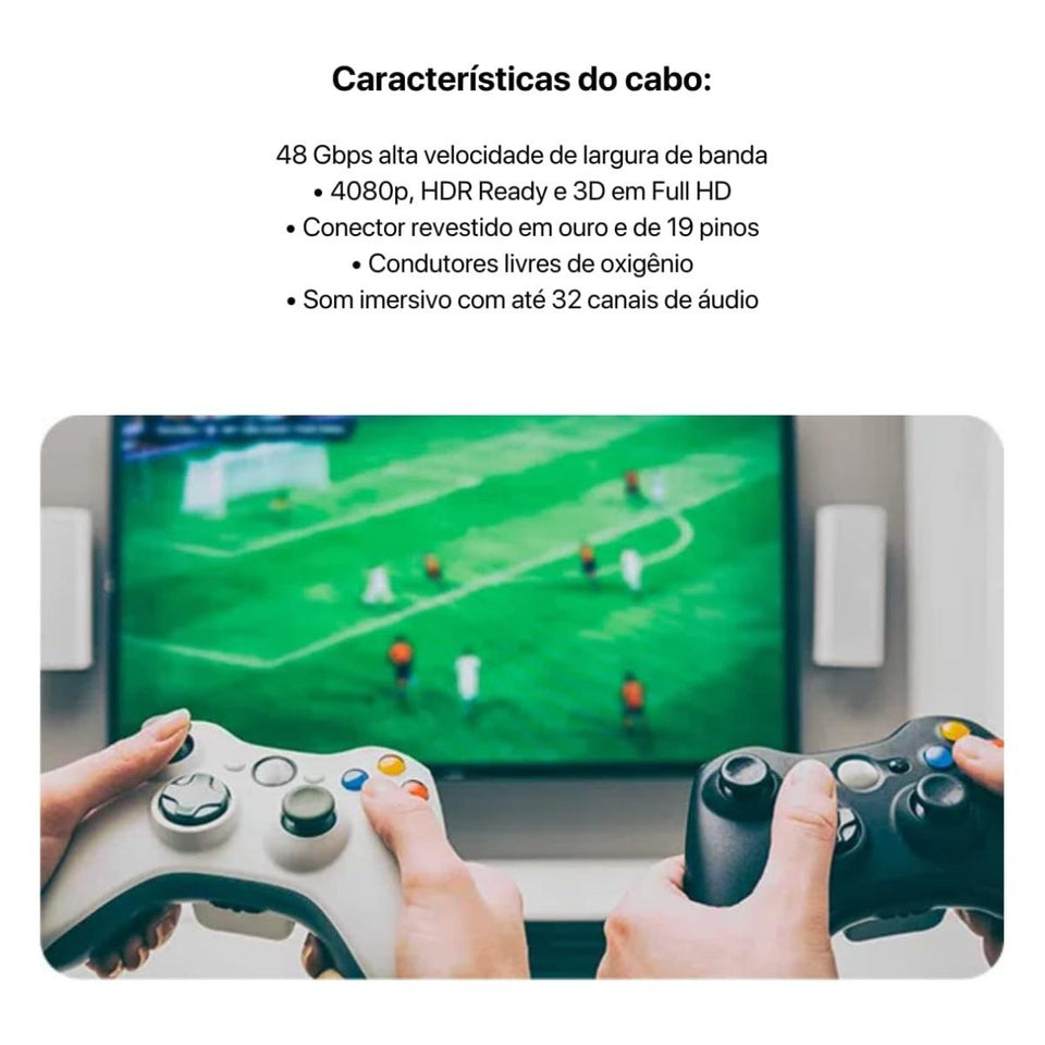 Cabo Hdmi 2.1 8K 3D 19 Pinos 2 Metro Aquario