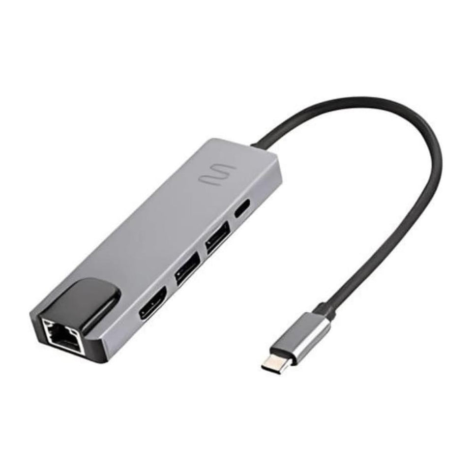 Hub USB-C Multilaser c/ Rede RJ45 AC447