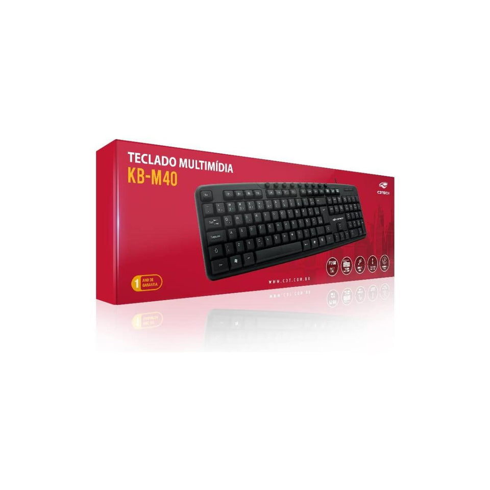 Teclado Com Fio Usb Kb-M40Bk Preto C3Tech