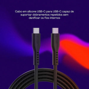 Cabo Usb-C Para Usb-C Preto Silicone 1,5M Esc06Sbk Geonav