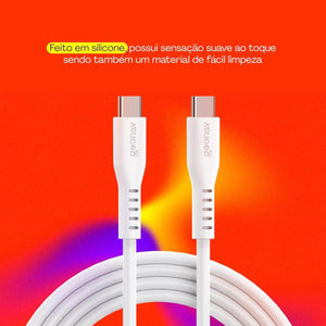 Cabo Usb-C Para Usb-C Branco Silicone 1,5M Esc06Swt Geonav