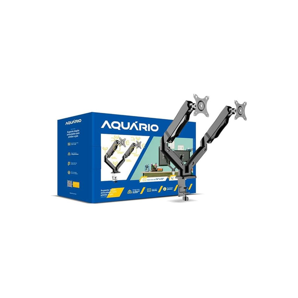 Suporte Duplo Articulado Pistao A Gas 14 A 32 Aquario