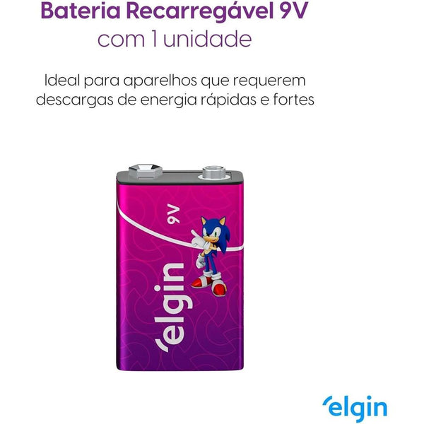 Bateria Recarregável 9V Elgin 250mAh