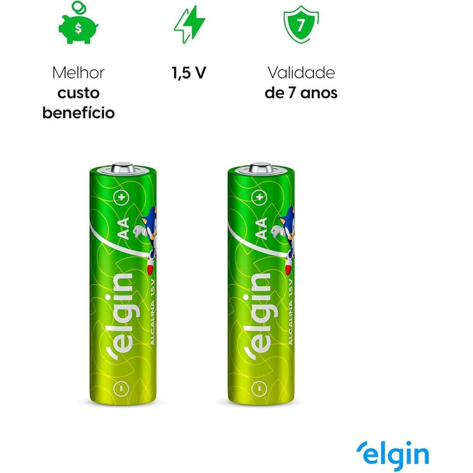 Pilha Alcalina AA Elgin Blister c/ 16 Unidades