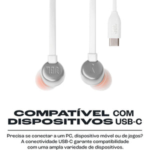 Fone Intra C/Microfone Usb C Tune T310C - Branco Jbl